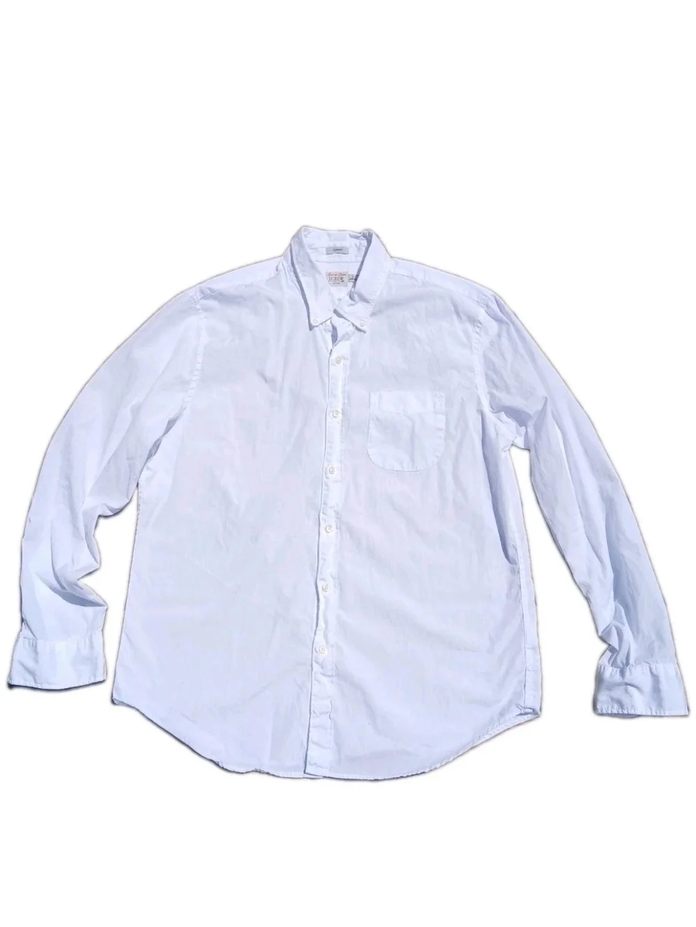 J. Crew Secret Wash White Classic Fit 100% Cotton Button-Down Shirt for Men Sz L